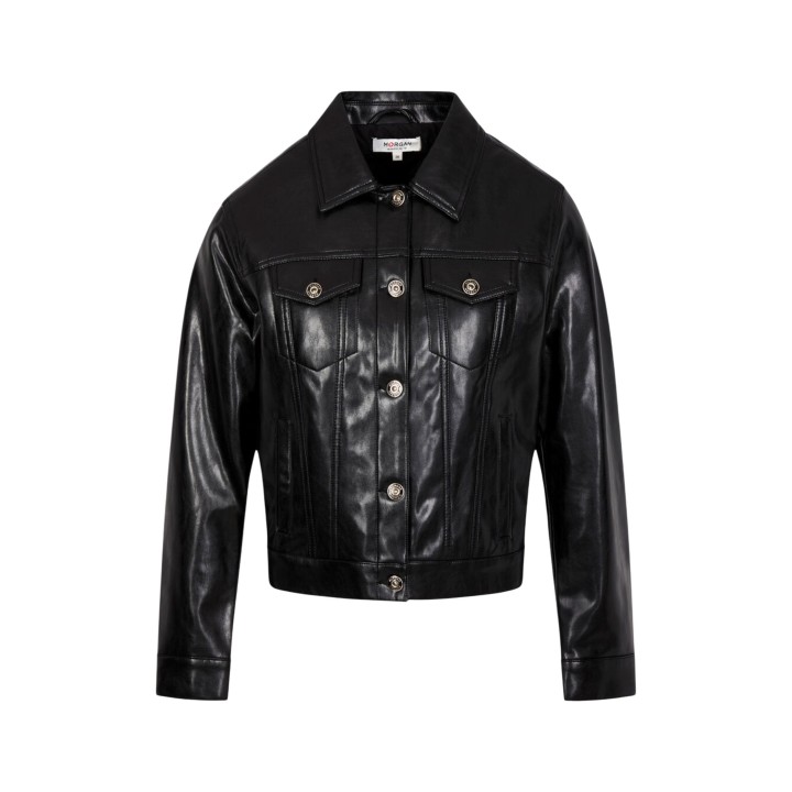 Chaqueta negra de mujer Morgan De Toi 262-GFALOU efecto piel vista frontal