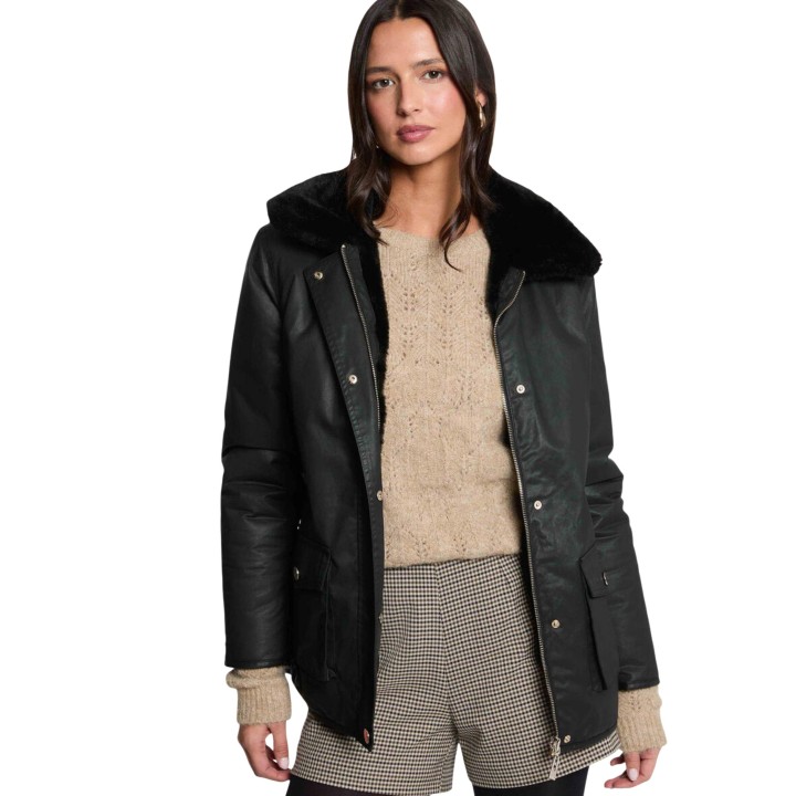 Parka negra de mujer Morgan De Toi 262-GRALIA vista frontal
