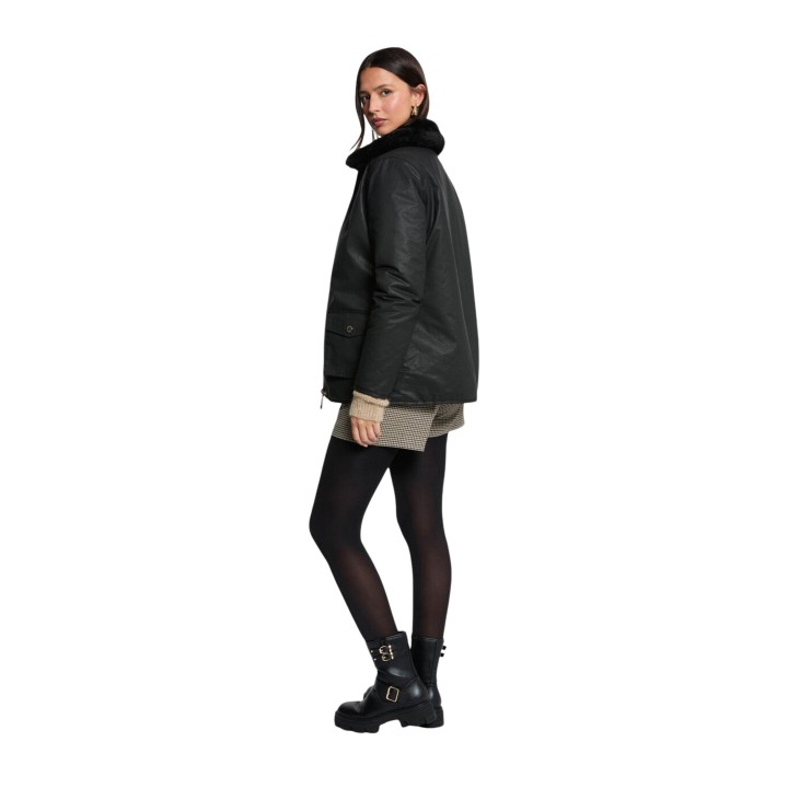 Parka negra de mujer Morgan De Toi 262-GRALIA vista lateral
