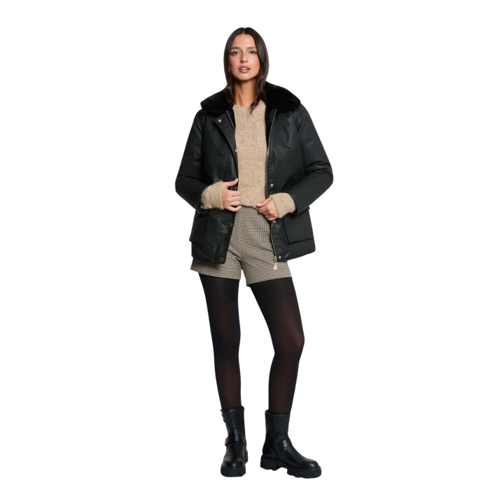 Parka negra de mujer Morgan De Toi 262-GRALIA vista frontal