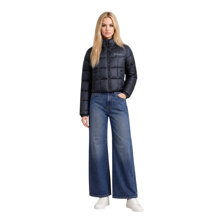 Chaqueta Columbia Puffect III Cropped 2171241 negra para mujer vista frontal completa