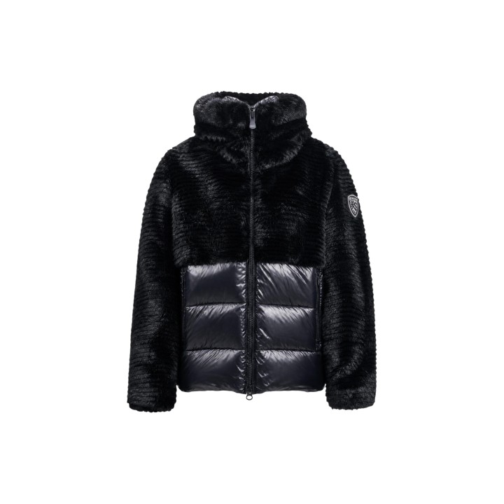 Blauer. FANEVIL chaqueta de mujer negra de tejido efecto pelo vista frontal