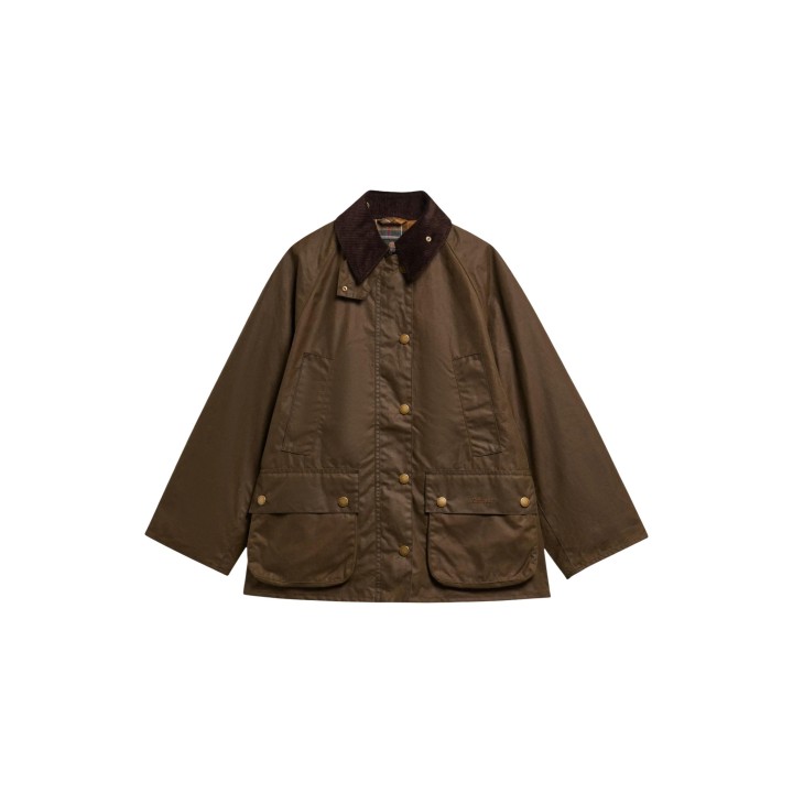 Chaqueta encerada Barbour Bedale para mujer en beige oscuro vista frontal