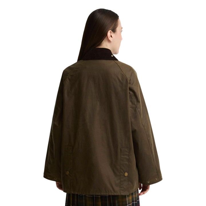 Chaqueta encerada Barbour Bedale para mujer en beige oscuro vista posterior