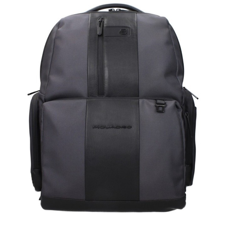 Mochila de nylon gris para hombre Piquadro vista frontal
