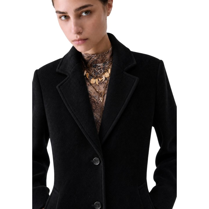 Liu-Jo abrigo negro de mujer WF6411 T720A detalle frontal