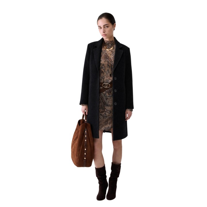 Liu-Jo abrigo negro de mujer WF6411 T720A vista tres cuartos