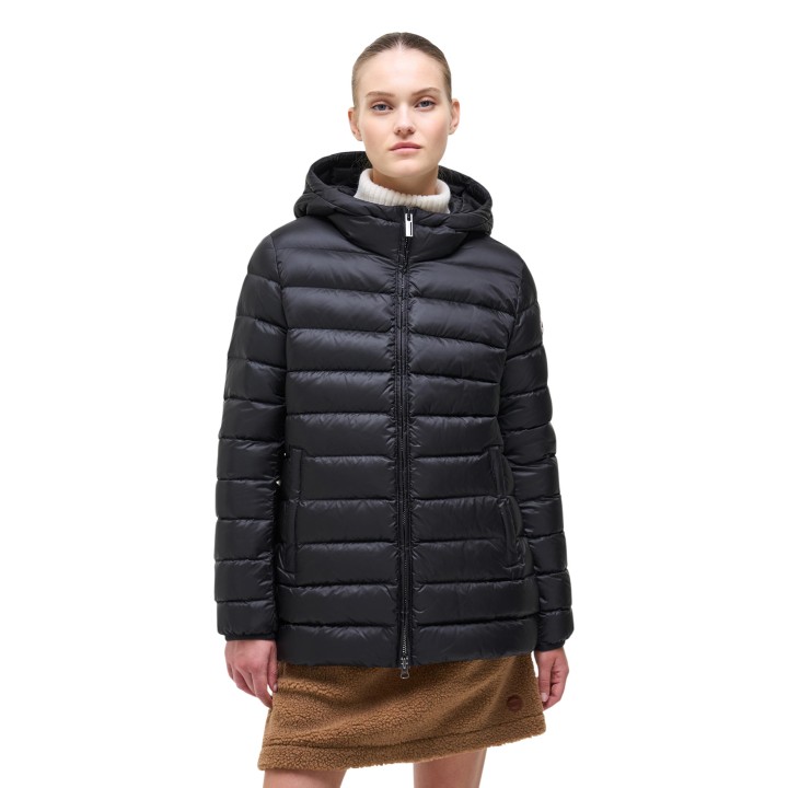 Colmar Originals chaqueta acolchada de mujer negra con capucha vista frontal