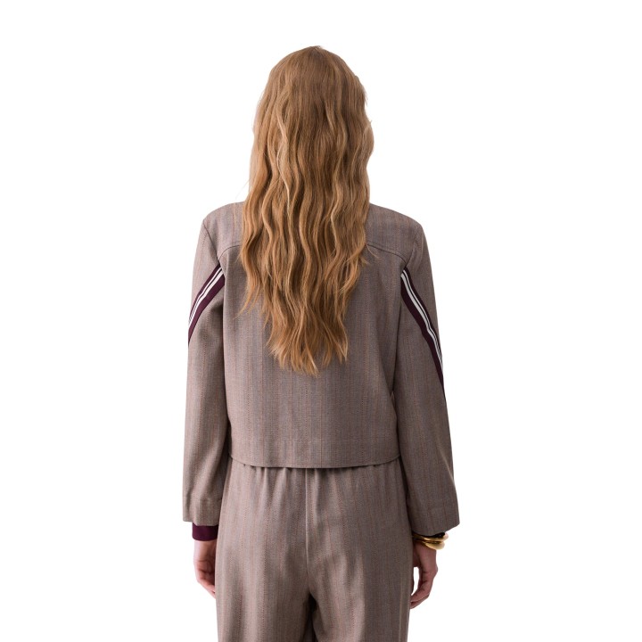 Liu-Jo chaqueta de mujer marrón y burdeos TF6146 T692A vista posterior
