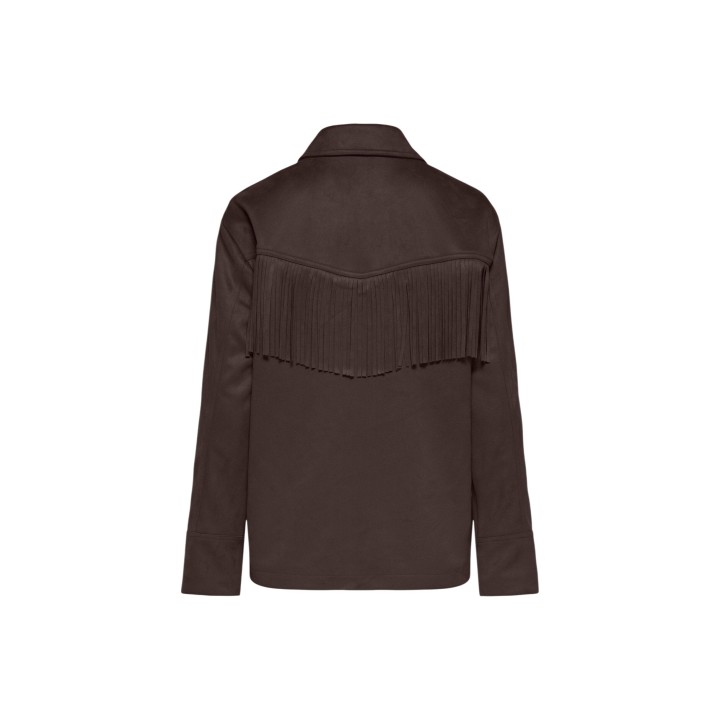 Only chaqueta de mujer marrón efecto ante con flecos referencia 15373317 vista posterior