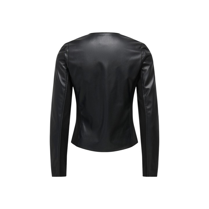 Only chaqueta de mujer negra de cuero sintético vista posterior