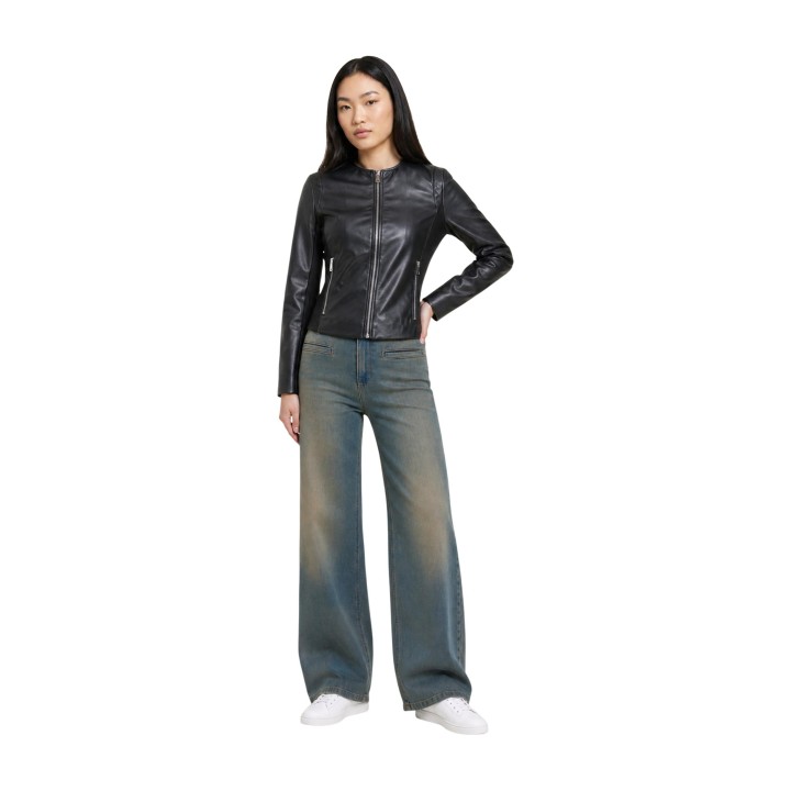 Only chaqueta de mujer negra de cuero sintético vista frontal