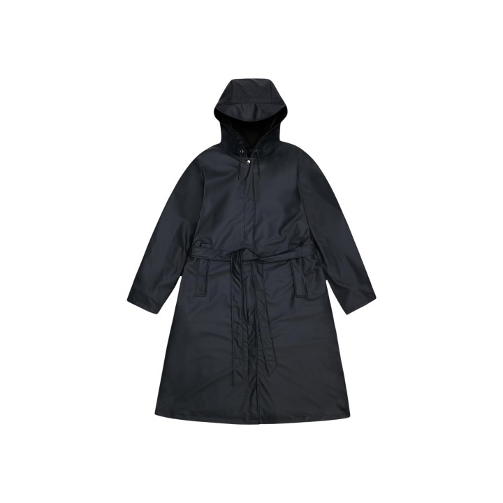 Rains gabardina de mujer negra modelo 12040 vista frontal