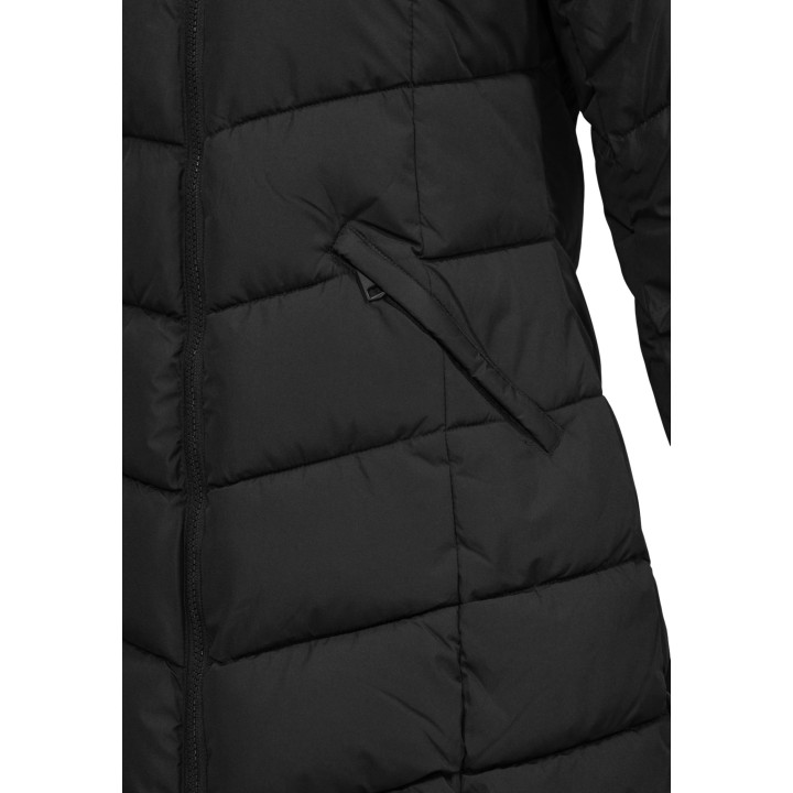 Detalle frontal de bolsillo con cremallera en chaqueta negra Choral de mujer