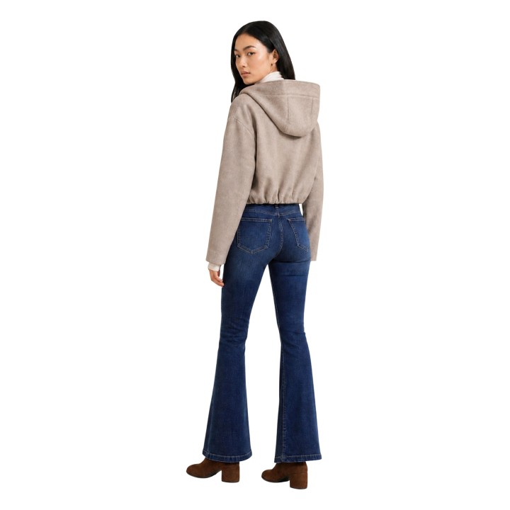 Choral chaqueta de mujer beige claro SLI6GB026249D vista posterior tres cuartos