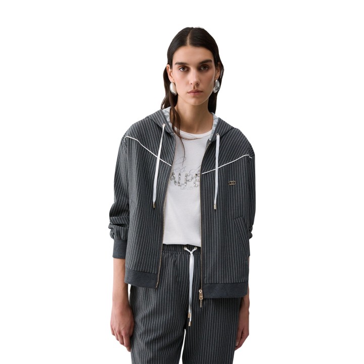 Liu-Jo chaqueta de mujer gris y blanca TF6200 T691A vista frontal