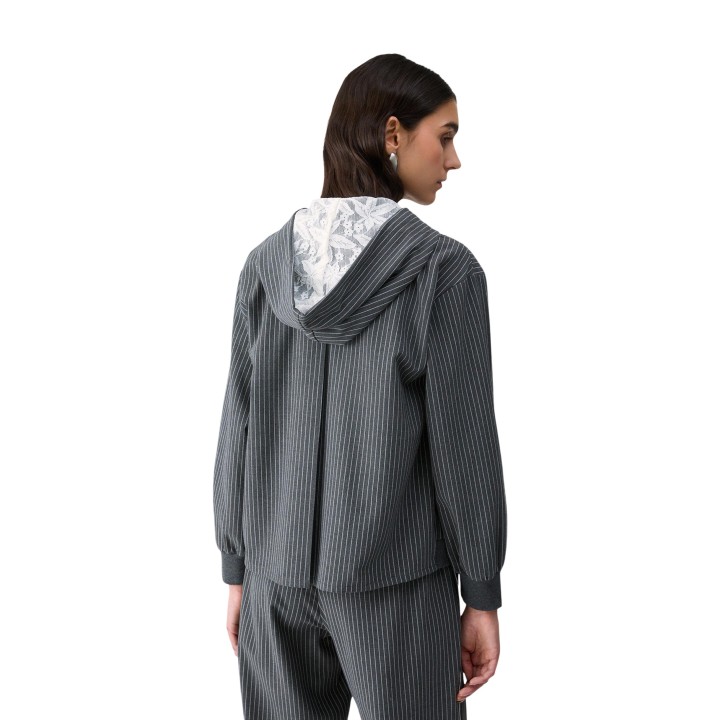Liu-Jo chaqueta de mujer gris y blanca TF6200 T691A vista posterior