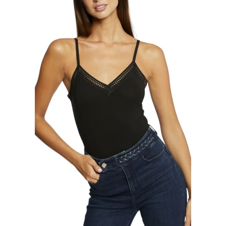 Morgan De Toi camiseta de mujer negra 192-BARBA.N en vista frontal