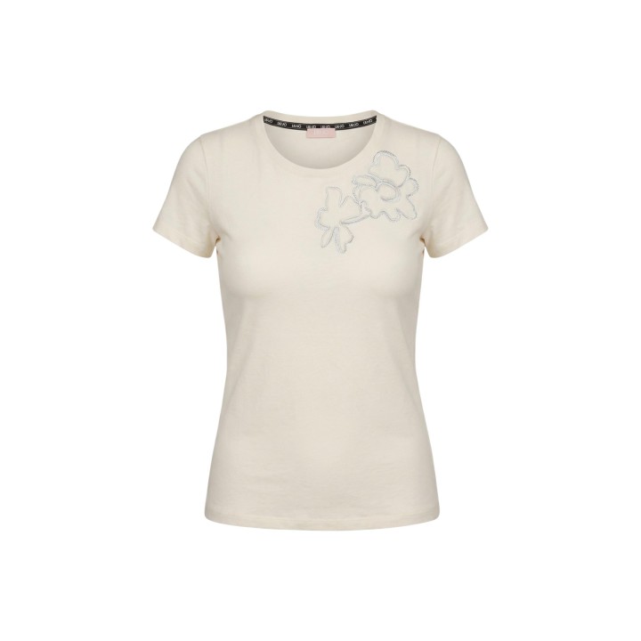 Liu-Jo camiseta de mujer color latte TA6155 JS923 detalle frontal