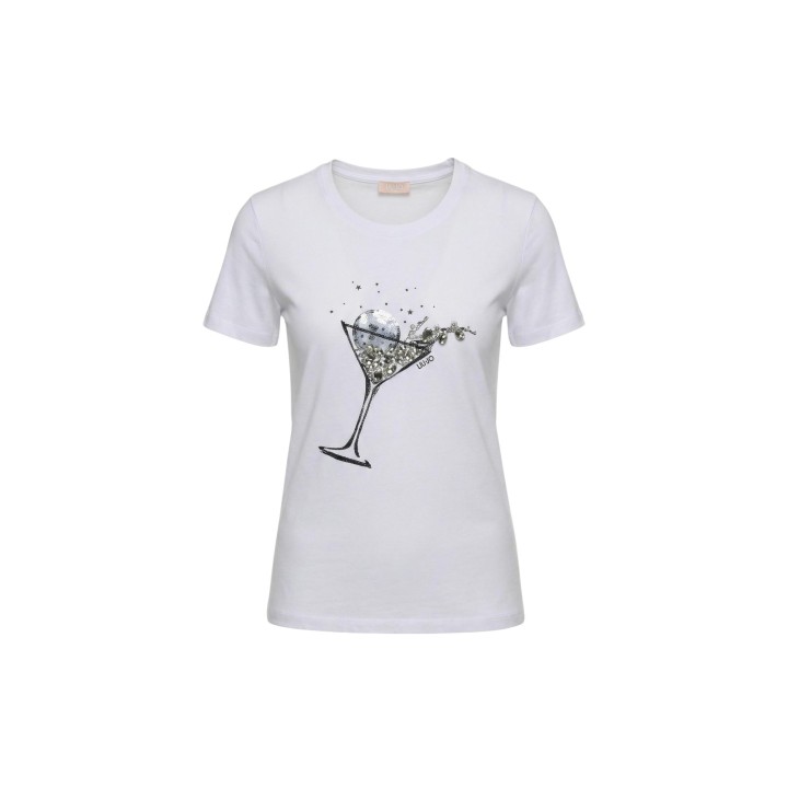 Liu-Jo camiseta de mujer blanca ECS MODA WA6237 JS923 detalle frontal
