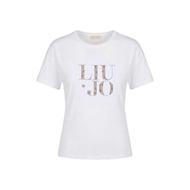 Liu-Jo camiseta de mujer blanca vista frontal en detalle