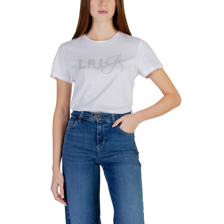 Liu-Jo camiseta de mujer blanca WA6491 JS923 en vista de tres cuartos