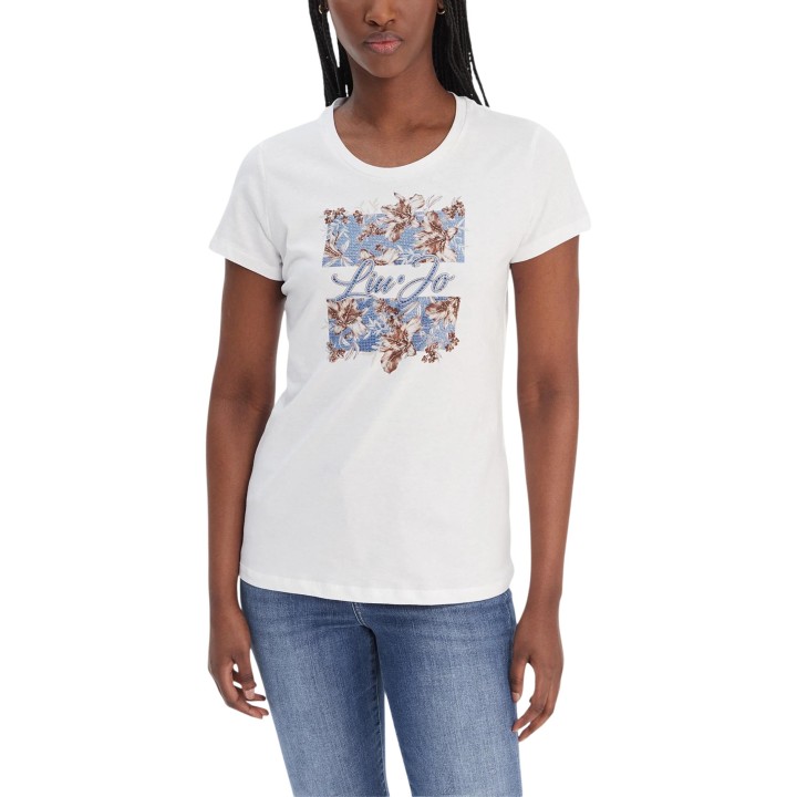 Camiseta Liu-Jo de mujer blanca WA6493 JS923 en vista frontal
