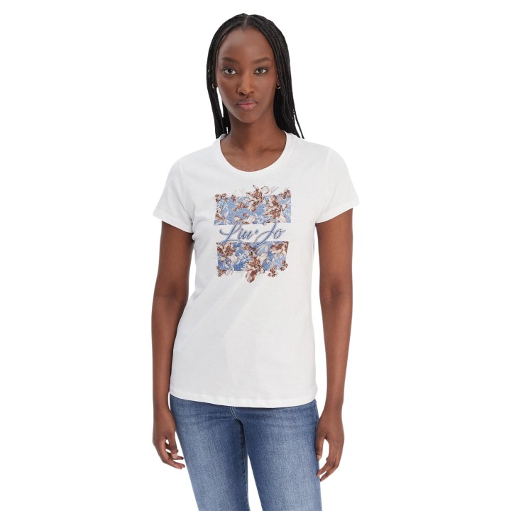 Camiseta Liu-Jo de mujer blanca WA6493 JS923 en vista frontal