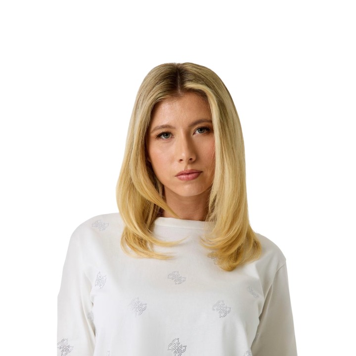 Guess Active camiseta de mujer blanca Silvy 4G detalle frontal