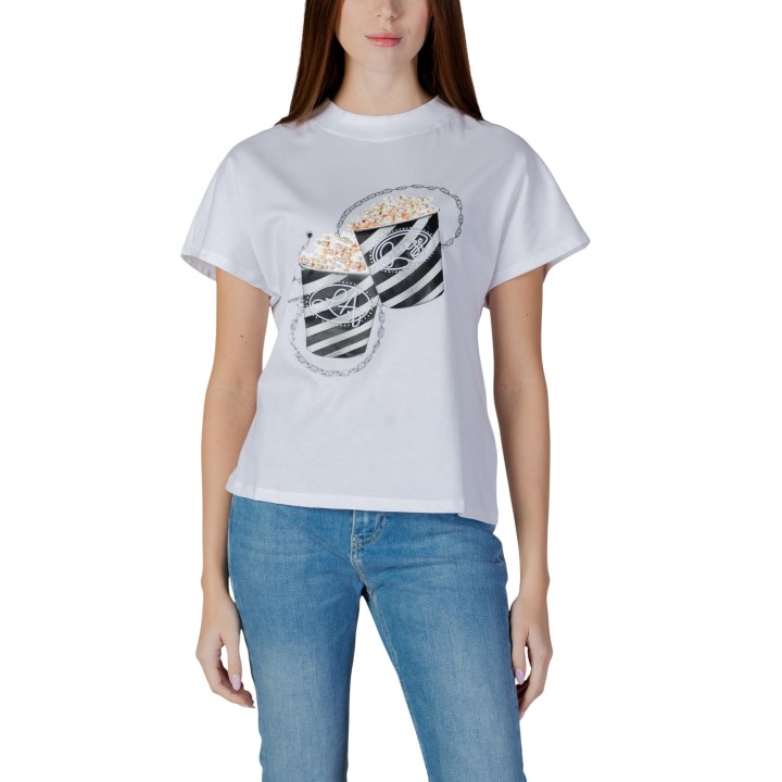 Camiseta Guess de mujer blanca SS CN Popcorn Tee W6RI28 I3Z14 vista frontal