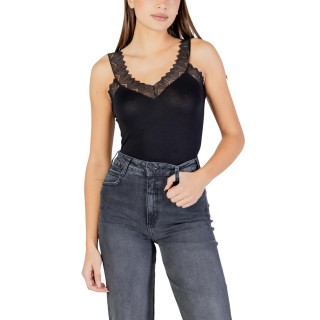 Morgan De Toi camiseta de mujer negra con encaje vista frontal