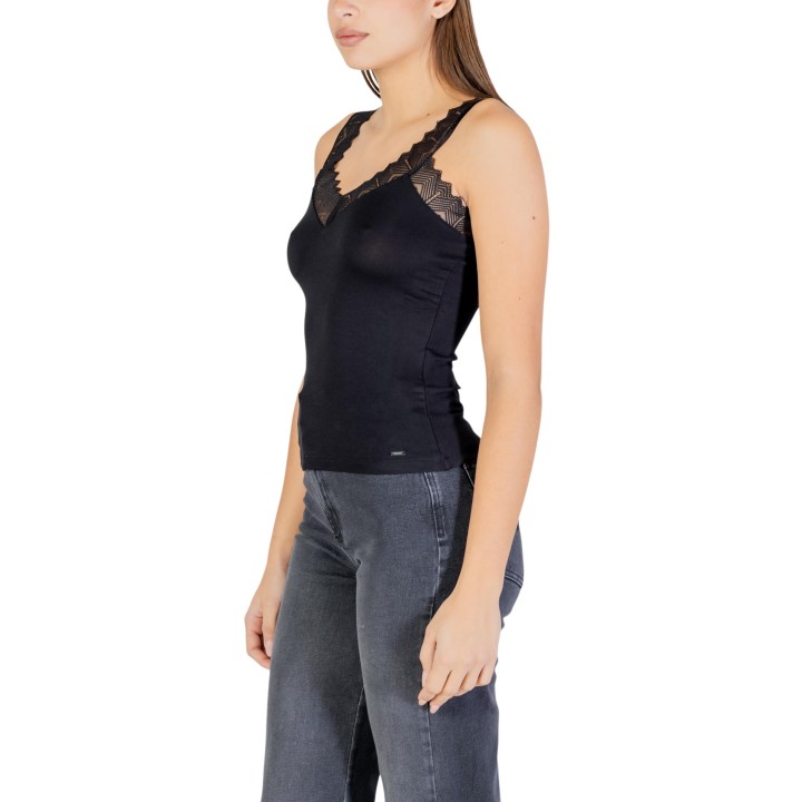 Morgan De Toi camiseta de mujer negra con encaje vista lateral