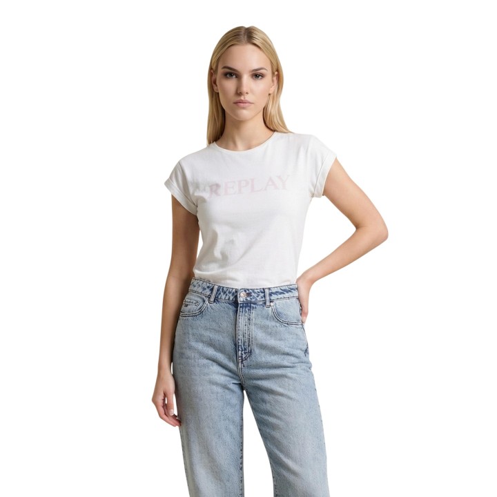 Replay camiseta de mujer blanca de algodón referencia W3473B.000.2660 vista frontal