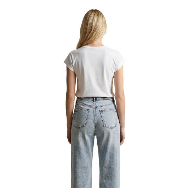 Replay camiseta de mujer blanca de algodón vista posterior en detalle