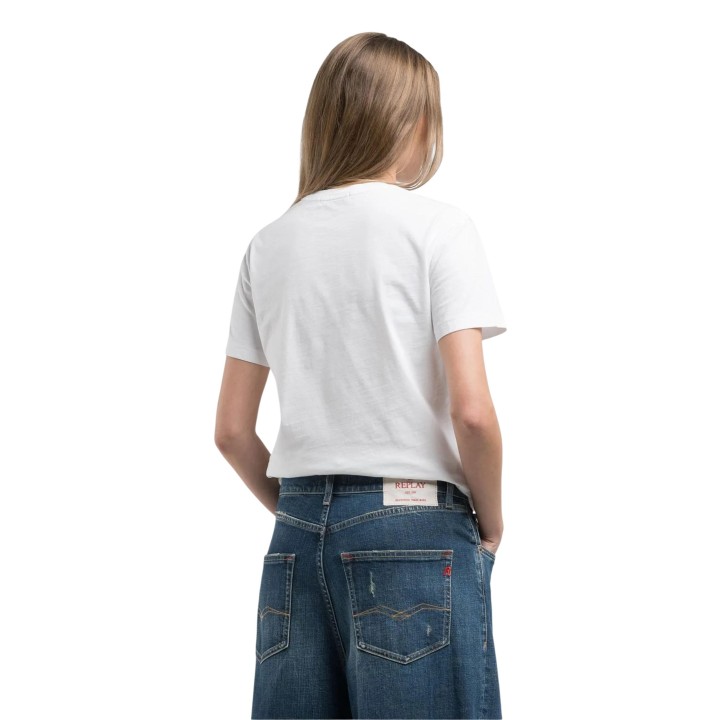 Replay camiseta de mujer blanca Regular W3566B.000.2660 vista posterior