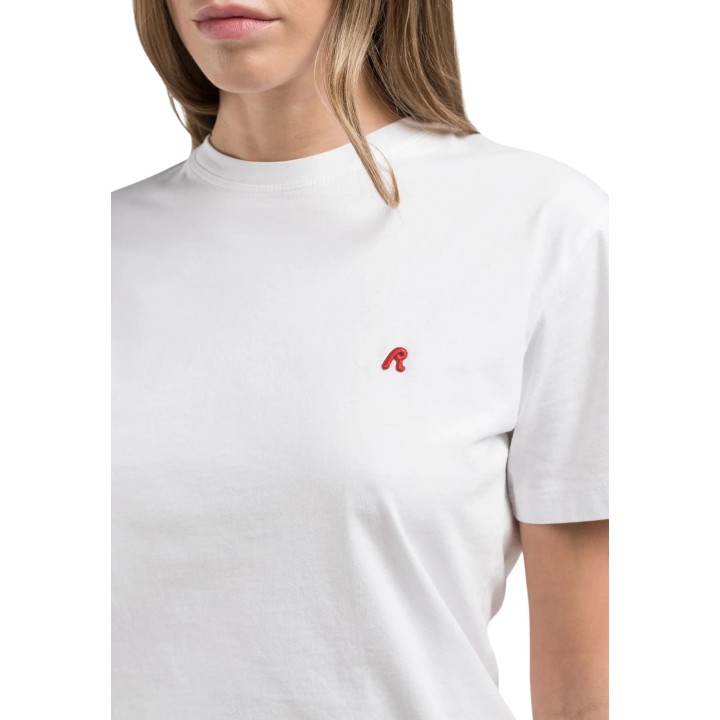 Detalle de camiseta Replay de mujer blanca Regular W3566B.000.2660