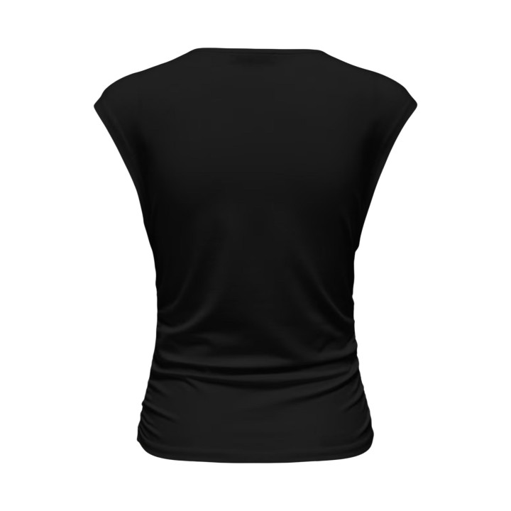 Only camiseta negra de mujer con frunces detalle posterior
