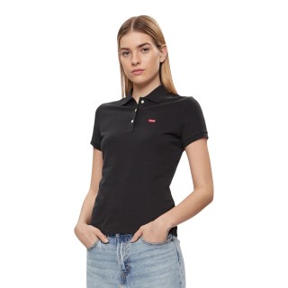 Levi's camiseta polo de mujer negra vista frontal