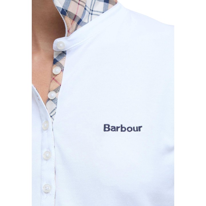 Detalle de camiseta Barbour de mujer blanca Portsdown Top LML0634