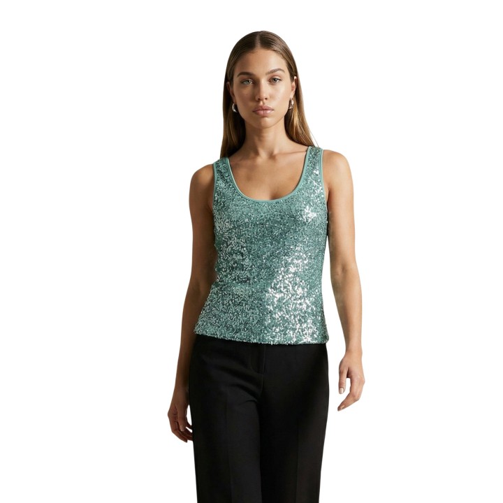 Camiseta de mujer Artigli ACCN005082 menta con lentejuelas vista frontal