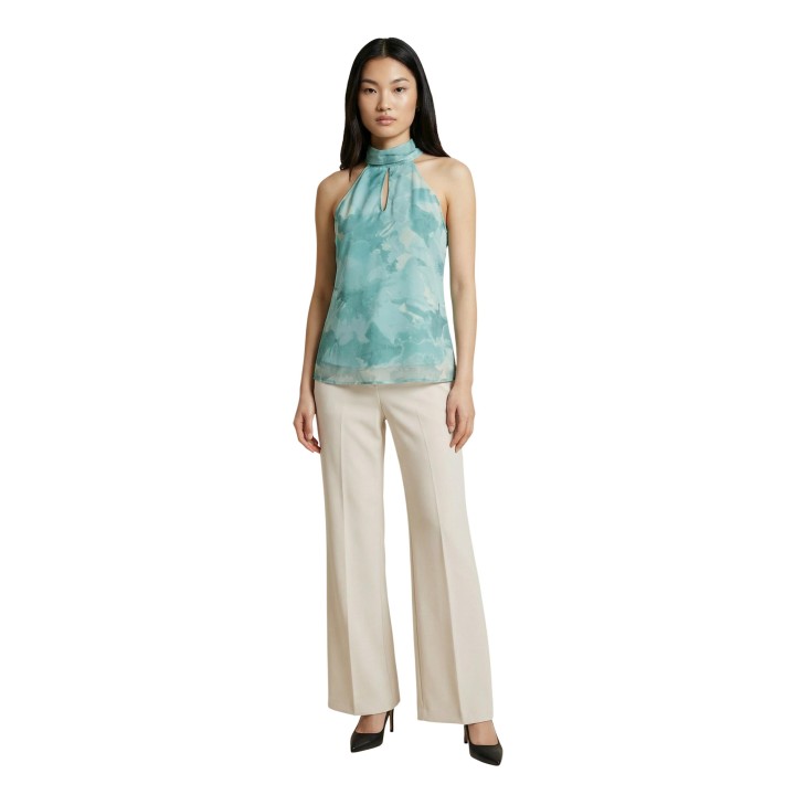 Camiseta de mujer Artigli color menta estampada vista frontal completa