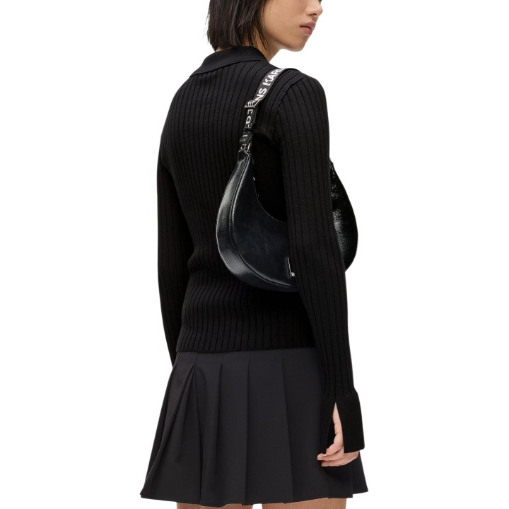 Karl Lagerfeld Jeans polo de manga larga para mujer negra de punto vista posterior