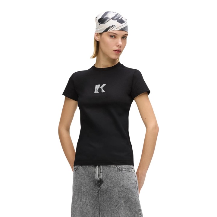 Karl Lagerfeld Jeans camiseta negra de mujer B2W17064 vista frontal