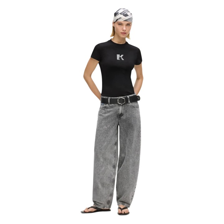 Karl Lagerfeld Jeans camiseta negra de mujer B2W17064 vista frontal completa