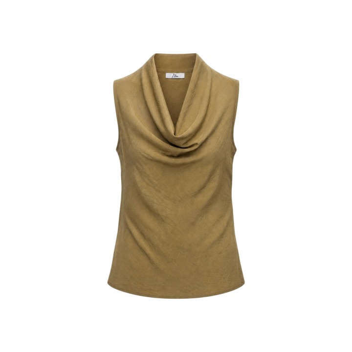 I am top de mujer beige de viscosa y nylon 25422V78 en vista frontal