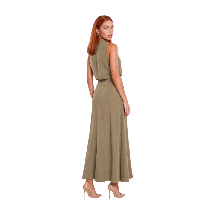 I am top de mujer beige de viscosa y nylon 25422V78 en vista tres cuartos posterior