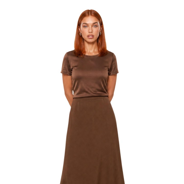 I am camiseta de mujer bronce satinada 1951V39 vista frontal