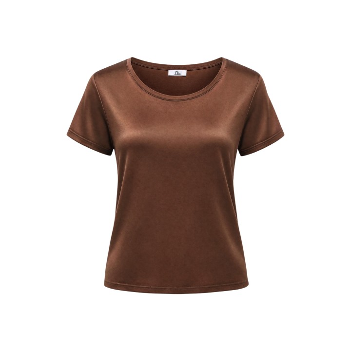 I am camiseta de mujer bronce satinada 1951V39 detalle