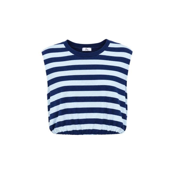 I am camiseta de mujer azul de viscosa a rayas vista de detalle modelo 26038