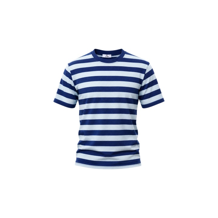 Camiseta de mujer I am 26522 azul de viscosa a rayas detalle frontal